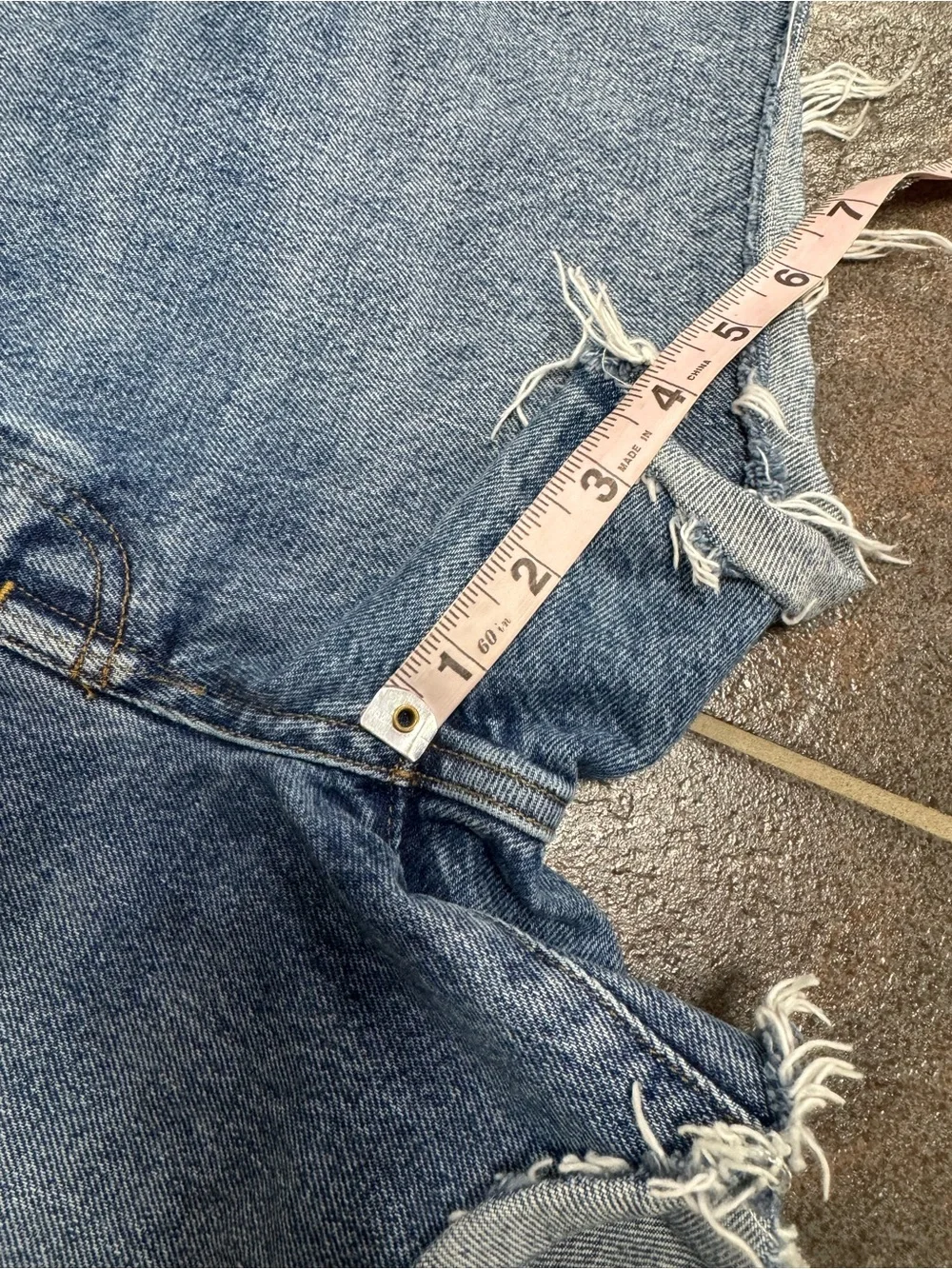 AGOLDE Parker Long Cutoff Denim Jeans Jorts Skywave Medium Blue Wash 32 $148